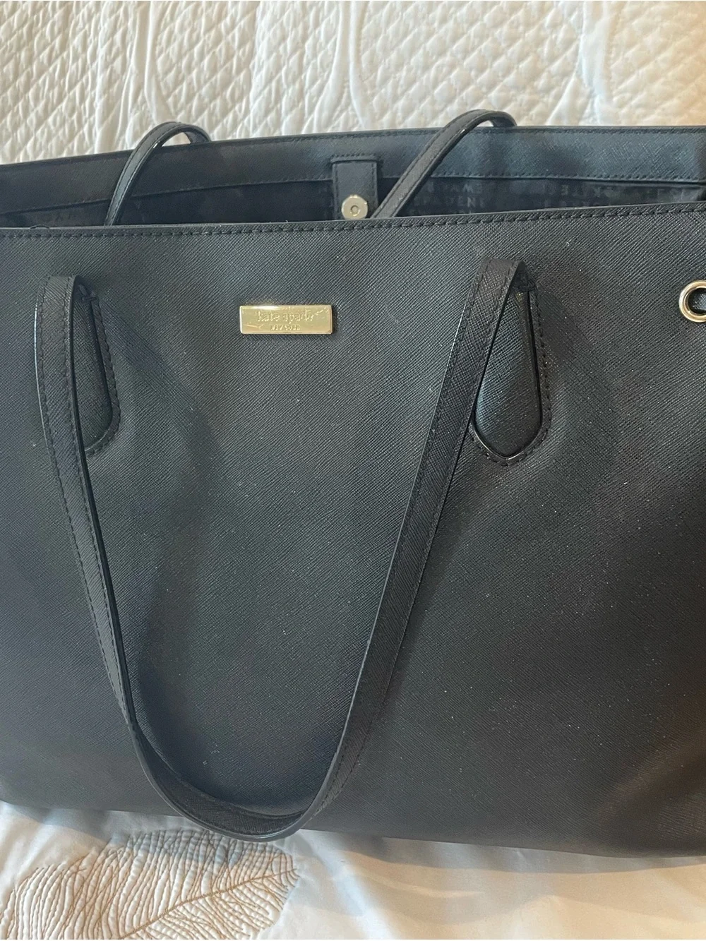 kate spade Black Tote with Gold Plate